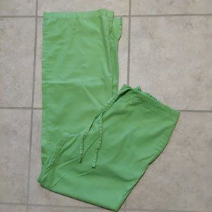 Actual women's size XS scrub pants green color elastic waist with tie pockets